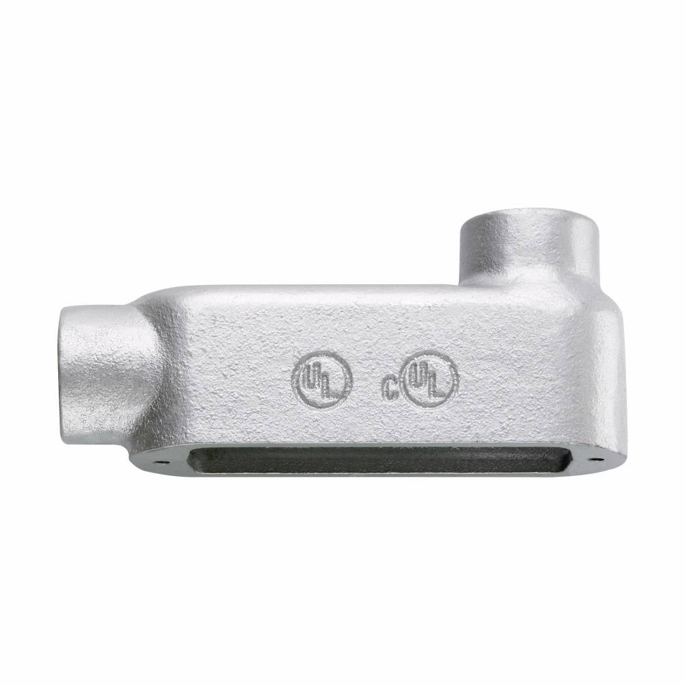 Crouse-Hinds Condulet® LB250M Type LB Conduit Outlet Body, 2-1/2 in Hub, 5 Form, 142 cu-in Capacity, Malleable Iron, Aluminum Acrylic Painted/Electro-Galvanized