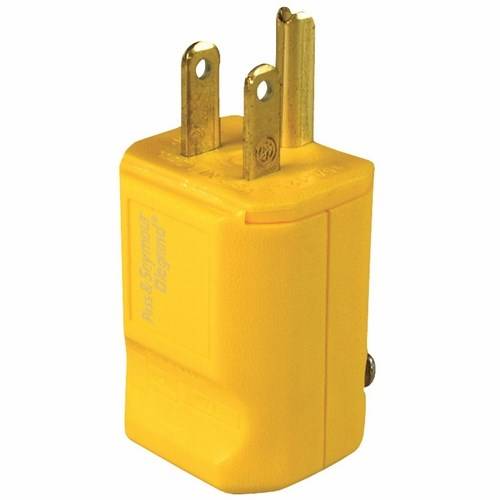 Pass & Seymour® PS5965-Y Max Grip Wire Grounding Straight Blade Plug, 125 VAC, 15 A, 2 Poles, 3 Wires, Yellow
