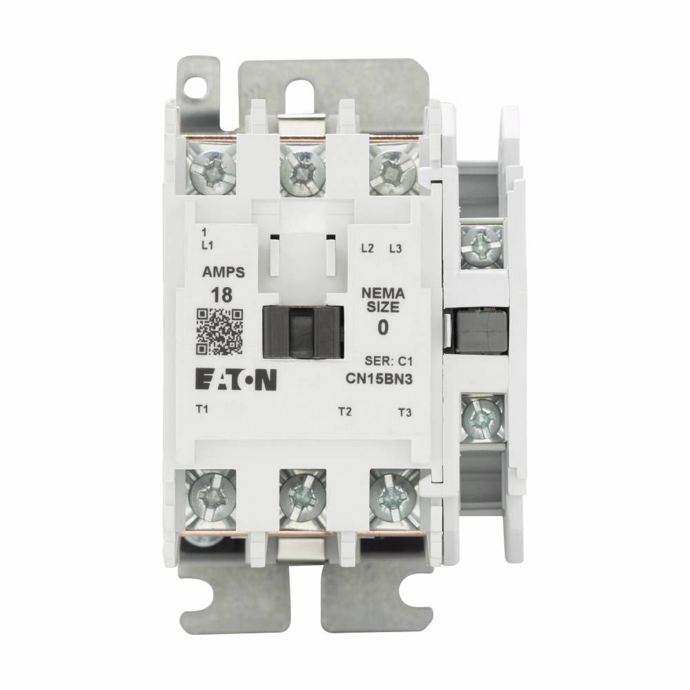 EATON CN15BN3AB Freedom 1/3-Phase B-Frame Non-Reversing NEMA Contactor With Steel Mounting Plate, 110/120 VAC V Coil, 18 A, 1NO Contact, 3 Poles