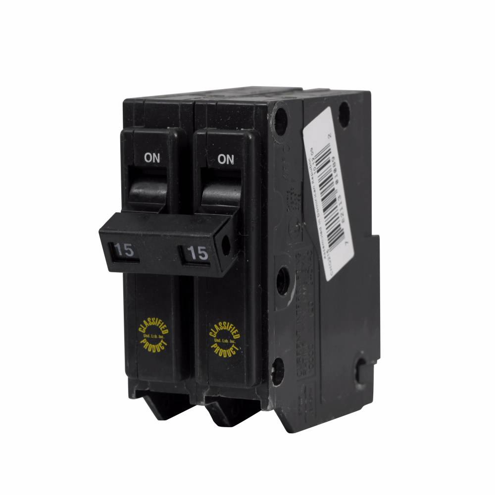EATON CHQ215 Type CHQ Classified Replacement Thermal Magnetic Circuit Breaker, 120/240 VAC, 15 A, 10 kAIC Interrupt, 2 Poles, Common Trip