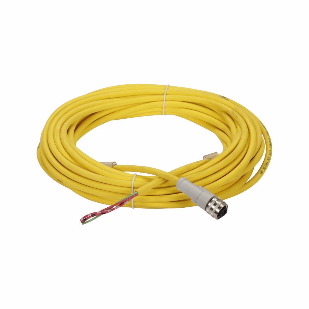 EATON CSAS4F4RY2210 Global Plus Photoelectric Sensor Cordset, 4-Pin AC Micro Straight Female Connector, 32.8 ft L Cable