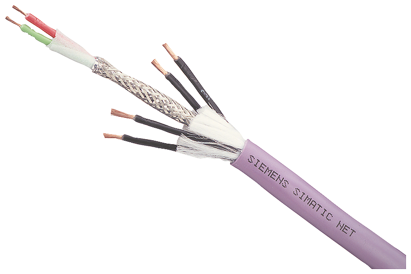 Siemens PROFIBUS ECOFAST 6XV18603PH15 Trailing Hybrid Cable GP, 600 V, (6) 1.5 sq-mm Braided Tin Plated Copper Conductor, 1.5 m L
