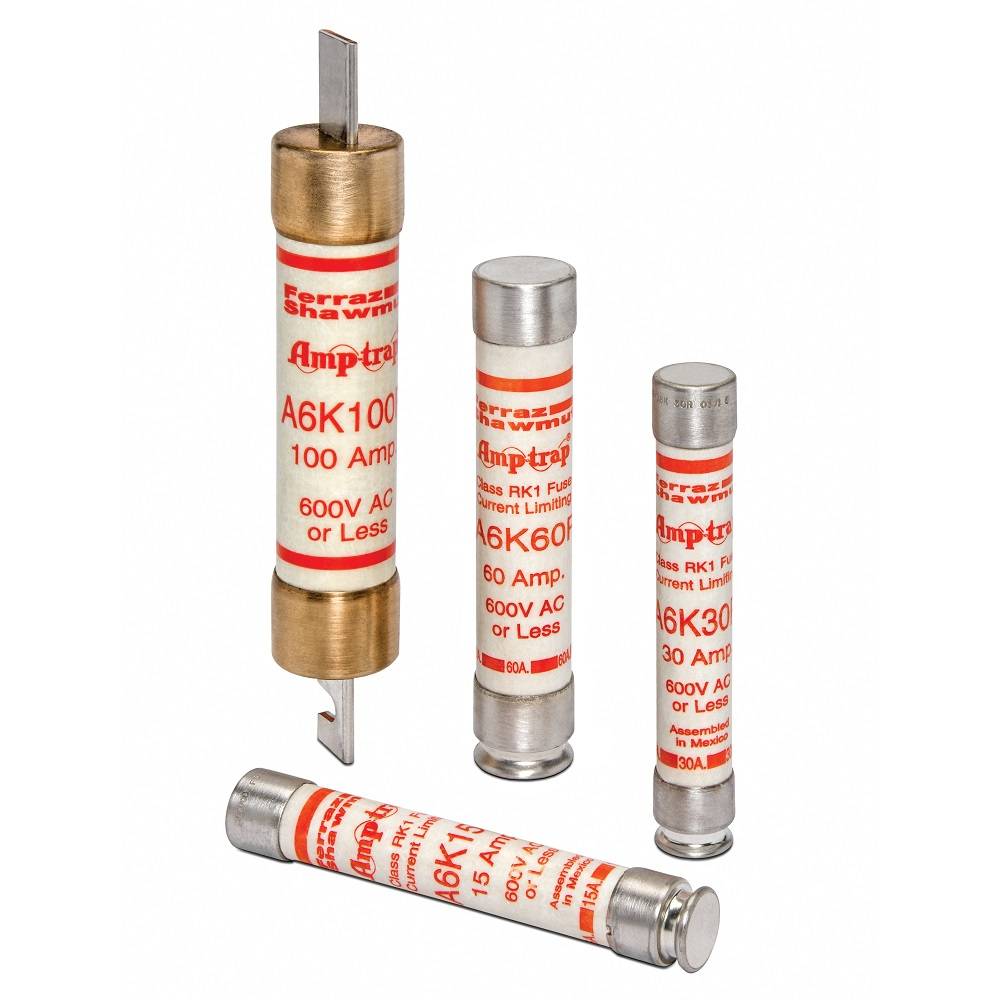 Mersen Amp-Trap 2000® SmartSpot® A6K15R A6K-R Current Limiting Low Voltage Fast Acting Fuse, 15 A, 600 VAC/300 VDC, 200/20 kA Interrupt, RK1 Class, Cylindrical Body