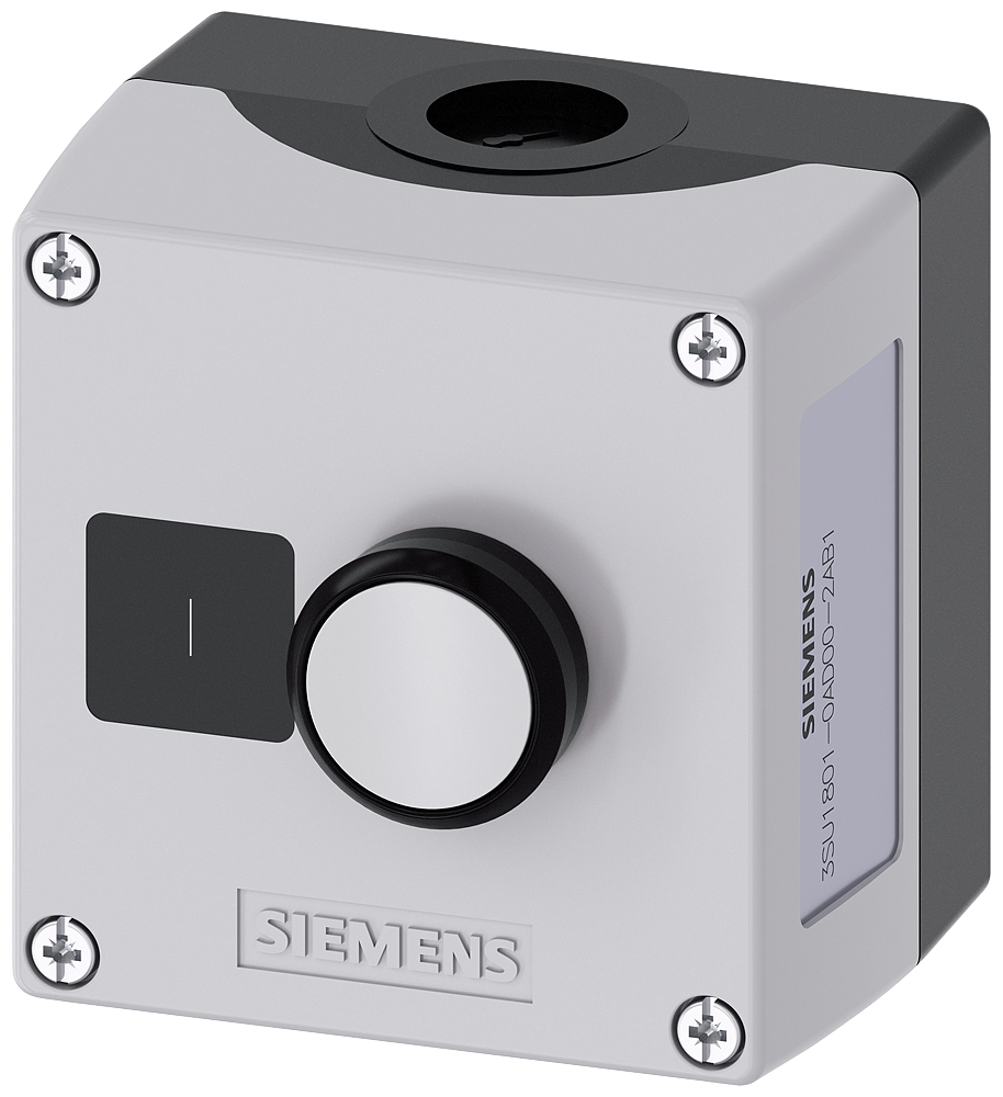 Siemens SIRIUS ACT 3SU18010AD002AB1 Round Pushbutton Control Station w/ Recess for Label, 5 to 500 VAC/VDC, 10 A, 1NO Contact, NEMA 1/2/3/3R/4/4X/12K/13/IP66/IP67/IP69/IP69K NEMA Rating
