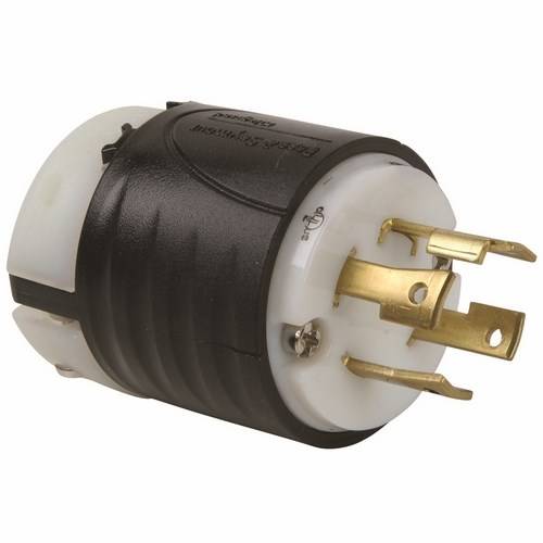 Pass & Seymour® Turnlok® L1630-P Locking Plug, 480 VAC, 30 A, 2 Poles, 3 Wires, Black/White