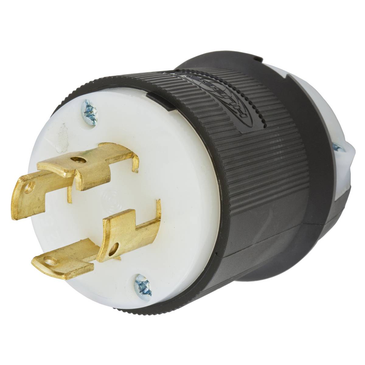 Wiring Device-Kellems Twist-Lock® Insulgrip® HBL3431GCB 3-Phase Grounding Cord Mount Locking Plug, 250 VAC, 30 A, 3 Poles, 4 Wires, Black/White