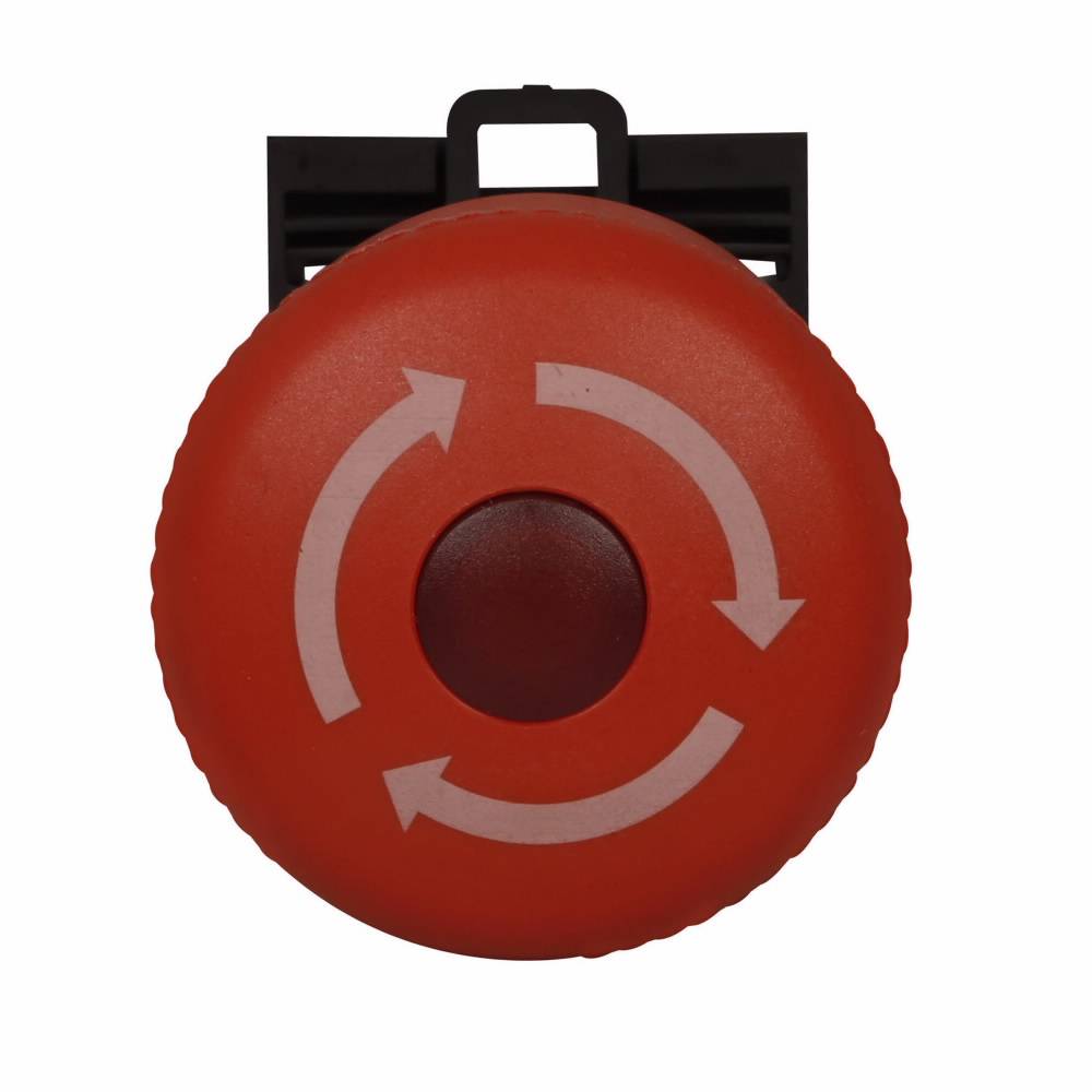 EATON RMQ-Titan® M22-PVLT Illuminated Modular Pushbutton Emergency Stop Operator, 1.38 in L x 1.38 in W x 1.89 in H, 35 mm Mushroom Head Pushbutton/Twist-Release Operator, Red