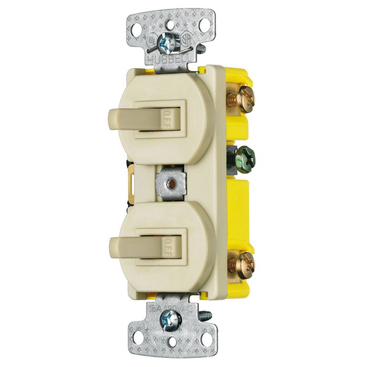 Wiring Device-Kellems RC101I Traditional 2-Position Standard Traditional Switch Combination Device, Electrical Ratings: 120 VAC, 15 A, 1800 W, 1 Poles