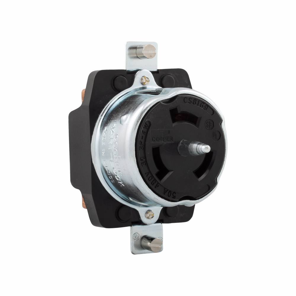 EATON CS8169 3-Phase Single Locking Receptacle, 480 VAC, 50 A, 3