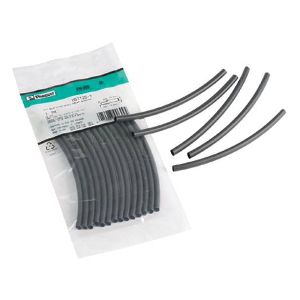 Panduit® Dry-Shrink™ HSTT06-Y Cross Linked Flame-Retardant Heat Shrink Tubing, 0.063 in ID Expanded, 0.031 in ID Recovered, 0.017 in THK Wall Recovered, 6 in L, Polyolefin, Black