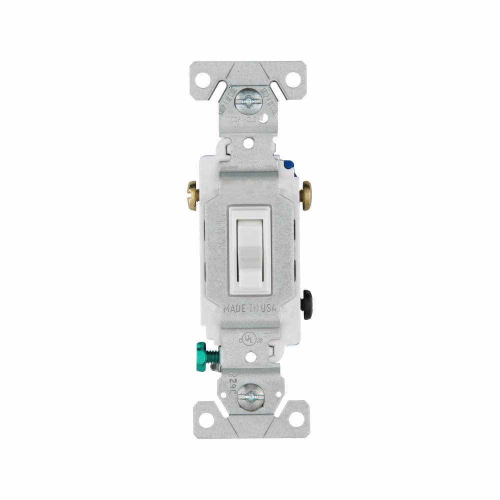 Eaton Wiring Devices Arrow Hart 1303-7W 3-Way Toggle Switch, 120 VAC, 15 A