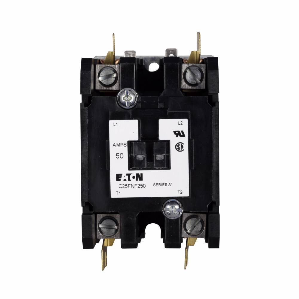 EATON C25FNF350B Non-Reversing Definite Purpose Contactor With Metal Mounting Plate, 208 to 240 VAC at 50/60 Hz V Coil, 50 A Inductive/65 A Resistive, 3 Poles