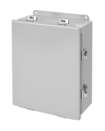 Hoffman A1412CHNFS Junction Box, 14 in H x 12 in W x 6 in D, Clamp/Continuous Hinged Cover, NEMA 4/12/13/IP66 NEMA Rating, Mild Steel