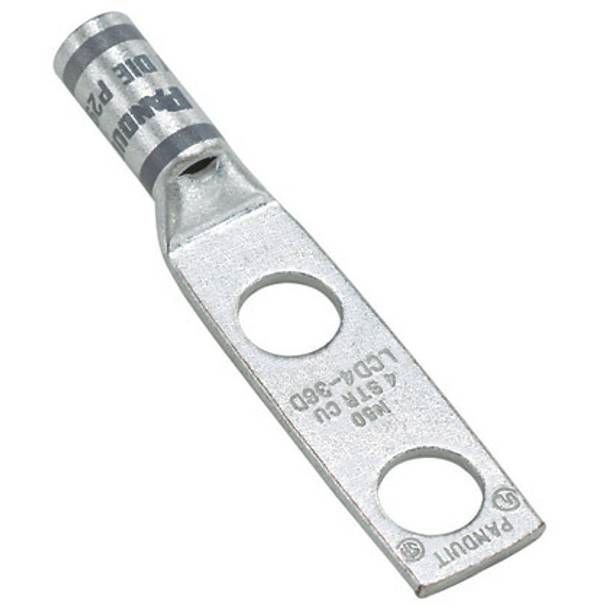Panduit® Pan-Lug™ LCD500-12-6 2-Hole Compression Lug, 500 kcmil Code Copper Conductor, Die Code: P87, 1/2 in Stud, Copper