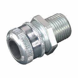 Crouse-Hinds CGB5911 Form D Straight Cable Gland Cord Connector, 1-1/2 in Trade, 1.188 to 1.375 in Cable Openings, Steel, Electro-Plated Zinc/Chromate Coated