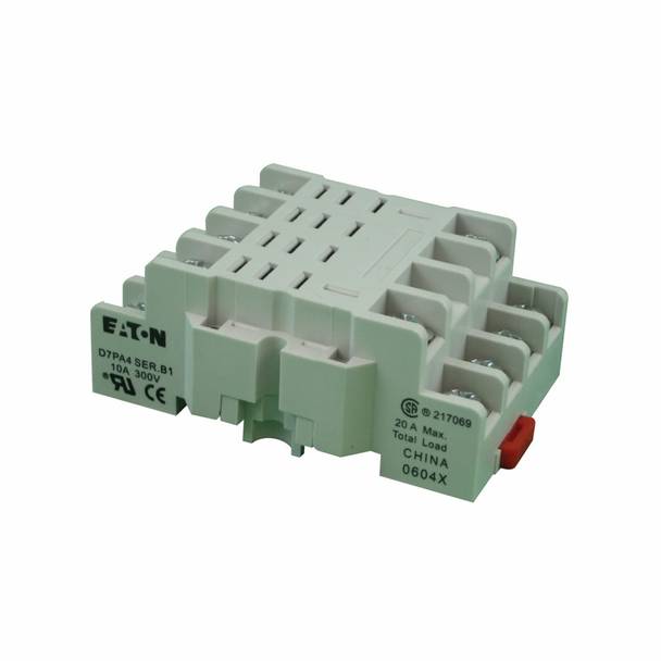 EATON D7PA4 D7 Series Relay Socket, 250 VAC/125 VDC, 10 A, For Use With D7 Series General Purpose Plug-In Relay, 4 Poles