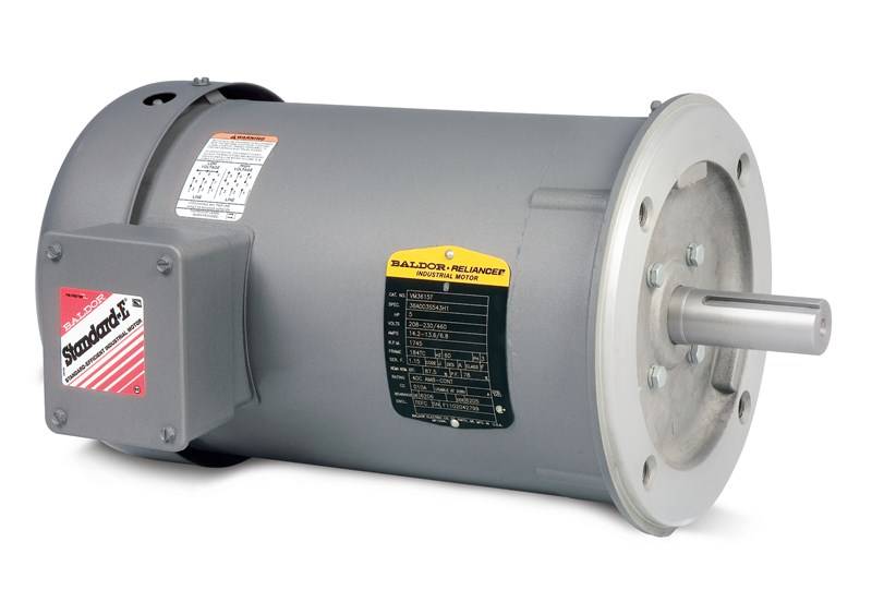 Baldor-Reliance VM3543 Type 3428M Continuous Duty AC Motor, Totally Enclosed Fan Cooled Enclosure, 3/4 hp, 208/230/460 VAC, 60 Hz, 3 Phase, 56C Frame, 1140 rpm Speed, C-Face Footless Mount