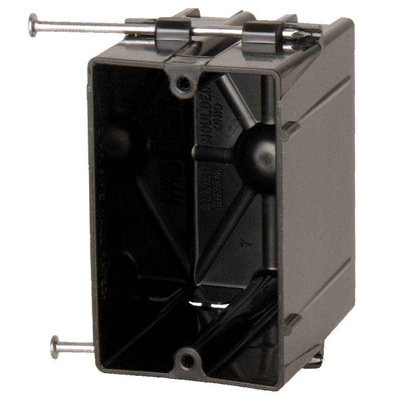 Allied Moulded flexBOX® P-201 Non-Conductive Non-Metallic Switch/Receptacle Box With Knockouts, PVC, 20.5 cu-in Capacity, 1 Gangs, 2 Outlets, 4 Knockouts, 3-3/4 in H x 2-5/16 in W x 3-1/16 in D