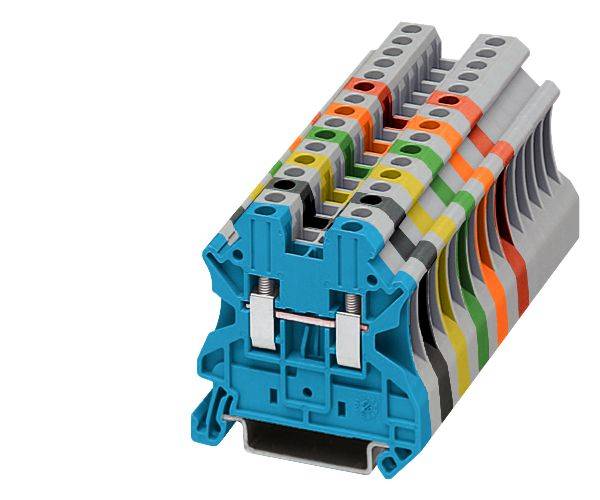 Siemens Sentron™ ALPHA FIX 8WH10000AF03 8WH1 2-Connection Point Feed-Through Single Level Terminal Block, 1000 V, 24 A, 0.14 to 2.5 sq-mm Wire, DIN Rail Mount