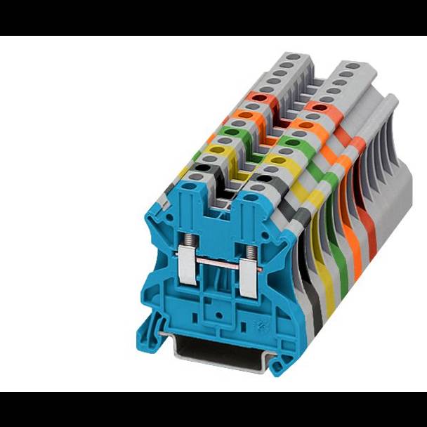 Siemens Sentron™ ALPHA FIX 8WH10000AF02 8WH1 2-Connection Point Feed-Through Single Level Terminal Block, 1000 V, 24 A, 0.14 to 2.5 sq-mm Wire, DIN Rail Mount