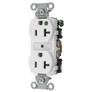 Wiring Device-Kellems Hubbell-PRO™ 8300WHI 1-Phase Duplex Self-Grounding Heavy Duty Standard Traditional Screw Mount Straight Blade Receptacle, 125 VAC, 20 A, 2 Poles, 3 Wires, White