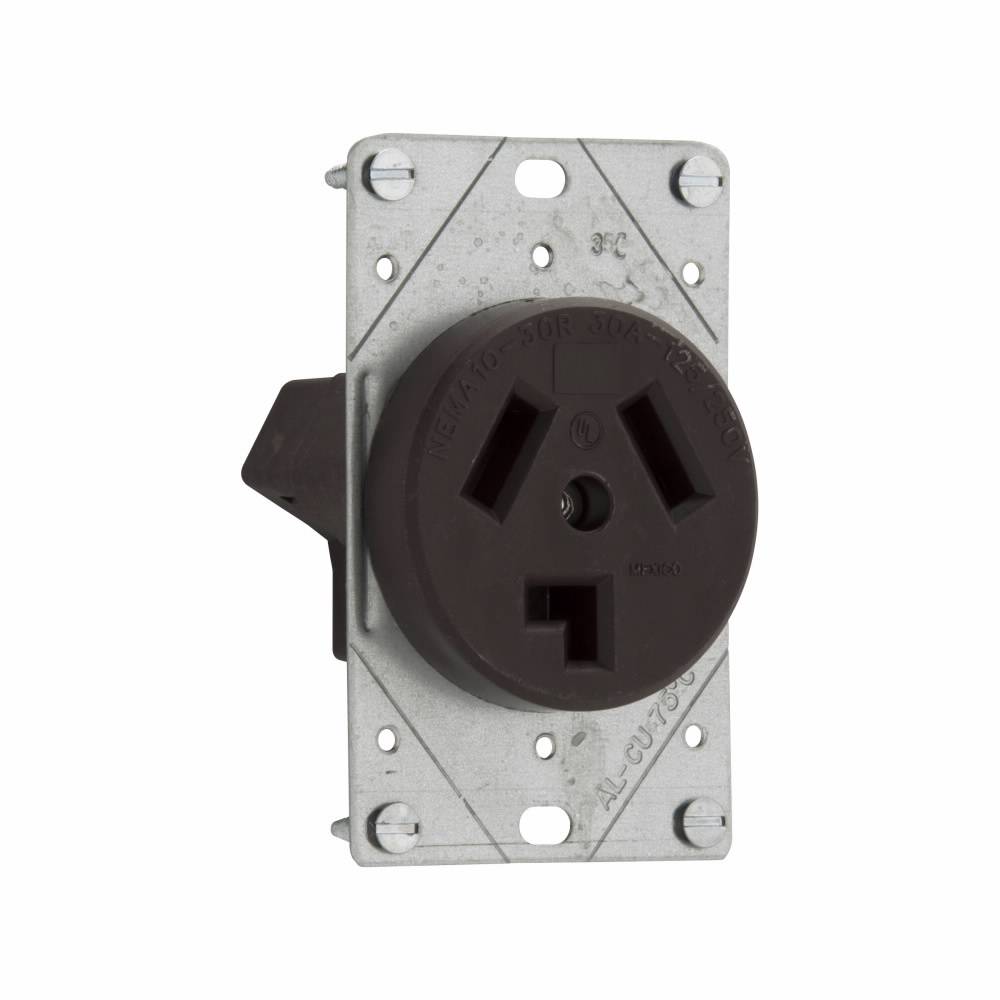 EATON Arrow Hart™ Eaton Wiring Devices 38B-BOX Non-Grounding Single Straight Blade Receptacle, 125/250 VAC, 30 A, 3 Poles, 3 Wires, Brown
