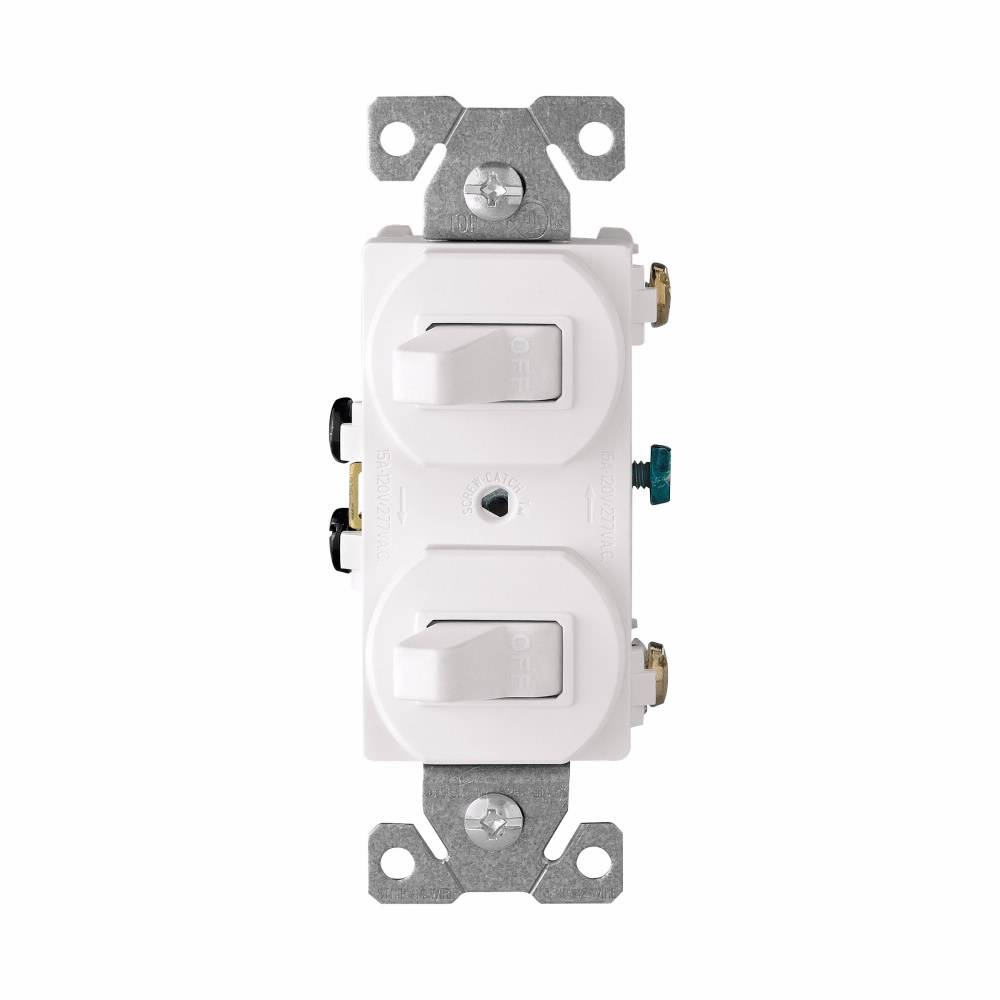 EATON Arrow Hart™ Eaton Wiring Devices 271W-BOX Duplex AC Toggle Combination Switch, 15 A at 120 VAC, 1 Poles
