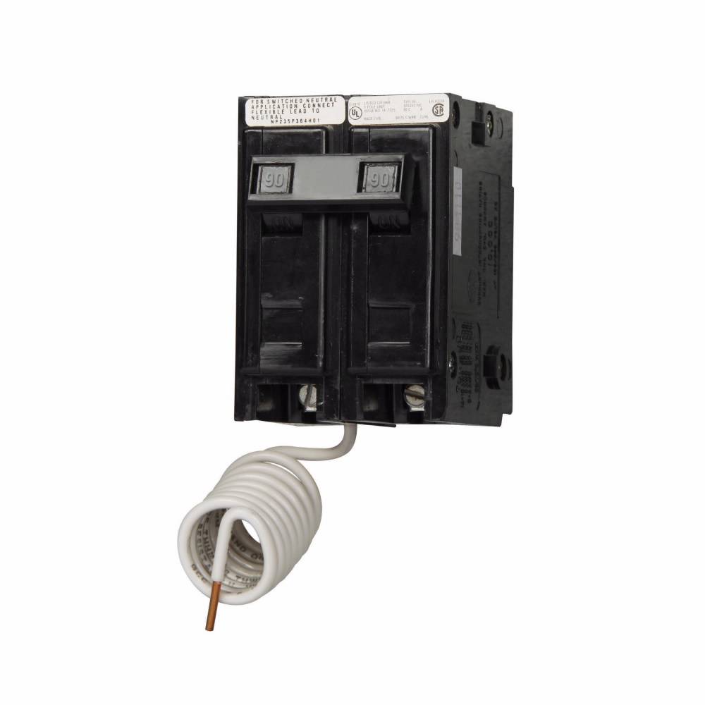 EATON QuickLag® BAB2090 Type BAB Miniature Circuit Breaker, 120/240 VAC, 90 A, 10 kA Interrupt, 2 Poles, Non-Interchangeable Thermal Magnetic Trip