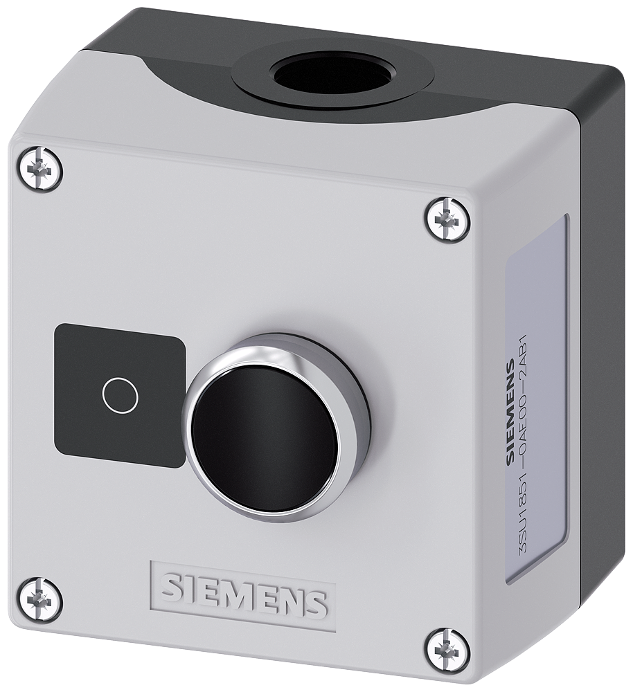 Siemens SIRIUS ACT 3SU18510AE002AB1 Round Pushbutton Control Station w/ Recess for Label, 5 to 500 VAC/VDC, 10 A, 1NC Contact, NEMA 1/2/3/3R/4/4X/12/13/IP66/IP67/IP69/IP69K NEMA Rating