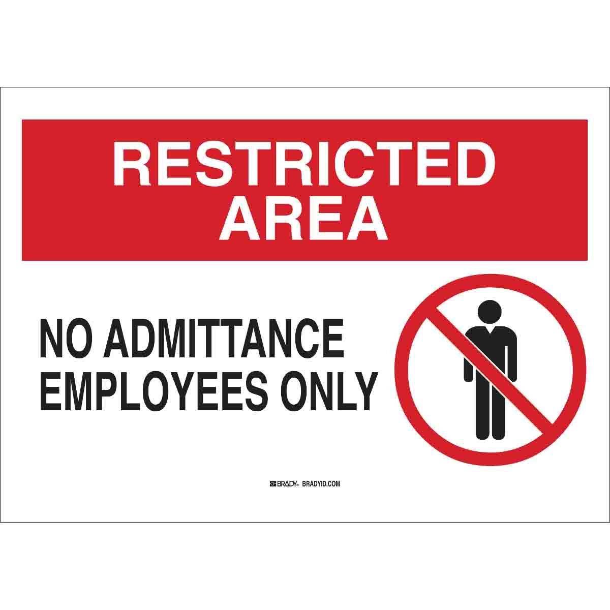Brady® 122594 Rectangular Admittance Sign, 10 in H x 14 in W, Black/Red ...
