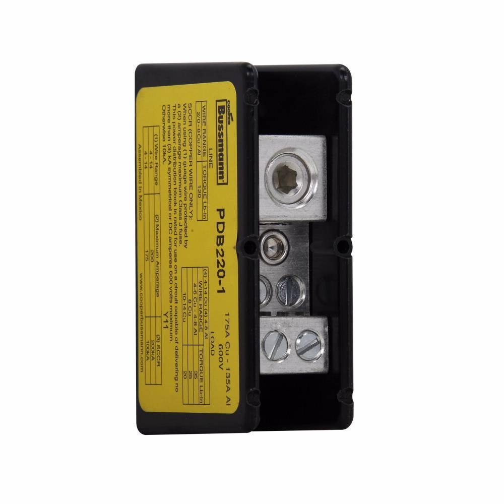 Bussmann PDB220-1 Barrier High SCCR Power Distribution Block, 600 VAC ...