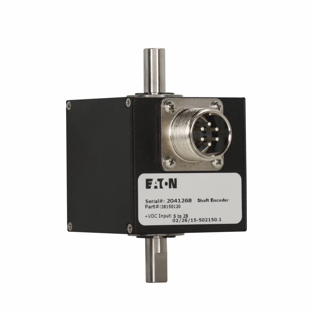 EATON 38150120 1-Channel Cube Shaft Encoder, For Use With PLC and Counter, 120 Pulse per Revolution, Aluminum, Black Oxide