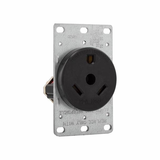 EATON Arrow Hart™ Eaton Wiring Devices 1263-BOX Single Straight Blade Receptacle, 125 VAC, 30 A, 2 Poles, 3 Wires, Brown
