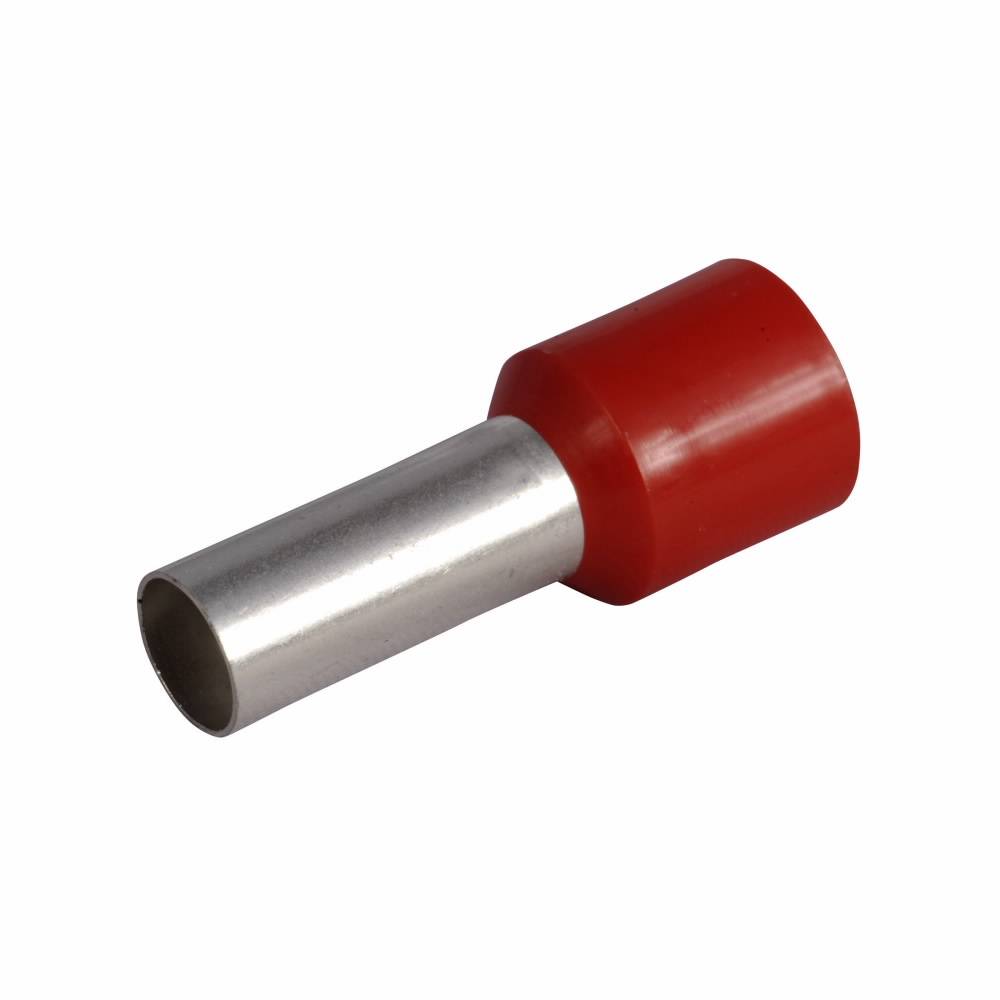 EATON XBAF15 IEC-XB Insulated Ferrule With Insulating Collar, 8 AWG, 0.87 in L, Soft Electrolytic Copper/Polypropylene Sleeve, Red
