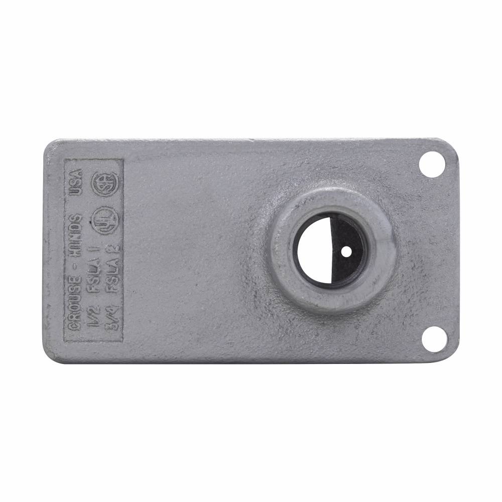 EATON Crouse-Hinds Condulet® FSLA2 2-Entry Back Feed Shallow Device Box, 3/4 in Trade, 1 Gang, Feraloy® Iron Alloy, Aluminum Acrylic Painted/Electro-Galvanized