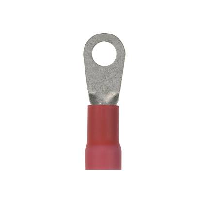 Panduit® Pan-Term® PV8-14R-QY Type PV-R Loose Piece Ring Terminal, 8 AWG Conductor, 1.53 in L, Brazed Seam/Funnel Entry Barrel, Copper, Red