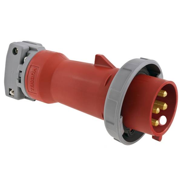 Wiring Device-Kellems HBL420P6W Grounding Heavy Duty Male Multi-Phase Pin and Sleeve Plug, 380 to 415 VAC, 16/20 A, 3 Poles, 4 Wires, Red