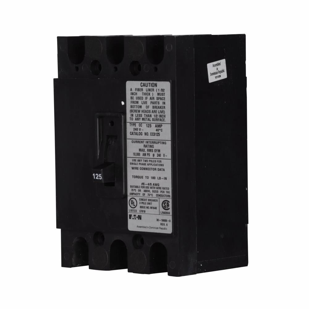 EATON CC3225 Type CC Molded Case Circuit Breaker, 240 VAC, 225 A, 10 kA ...