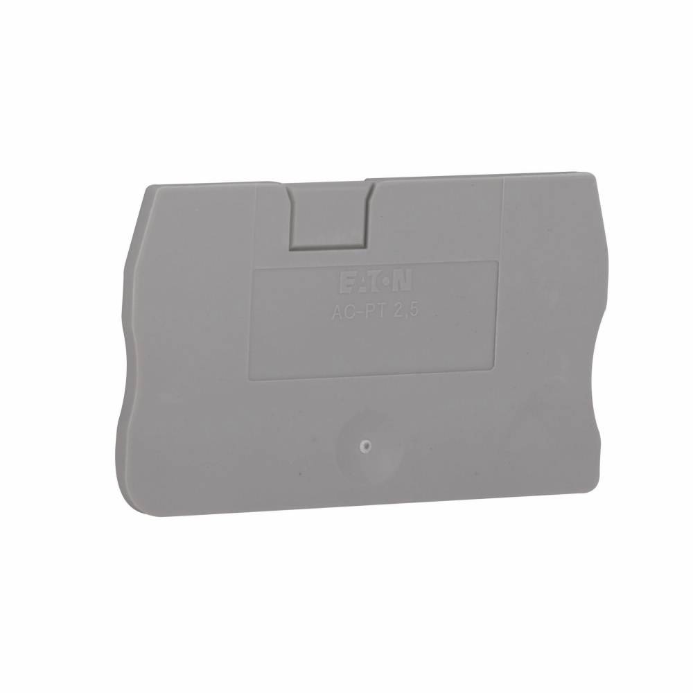 EATON XBACPT25 End Cover, For Use With XB Series XBPT25/XBPT25PE Spring Cage Connection Single Level Terminal/Ground Block, Gray