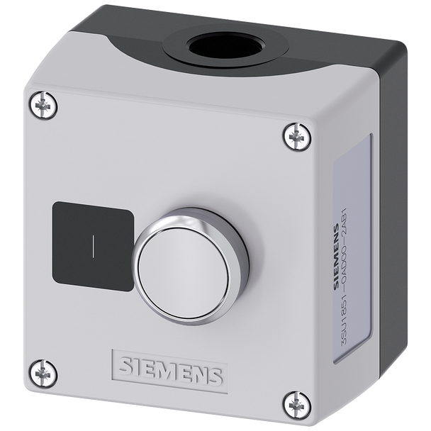 Siemens SIRIUS ACT 3SU18510AD002AB1 Round Pushbutton Control Station With Recess for Label, 5 to 500 VAC/VDC, 10 A, 1NO Contact, NEMA 1/2/3/3R/4/4X/12/13/IP66/IP67/IP69/IP69K NEMA Rating