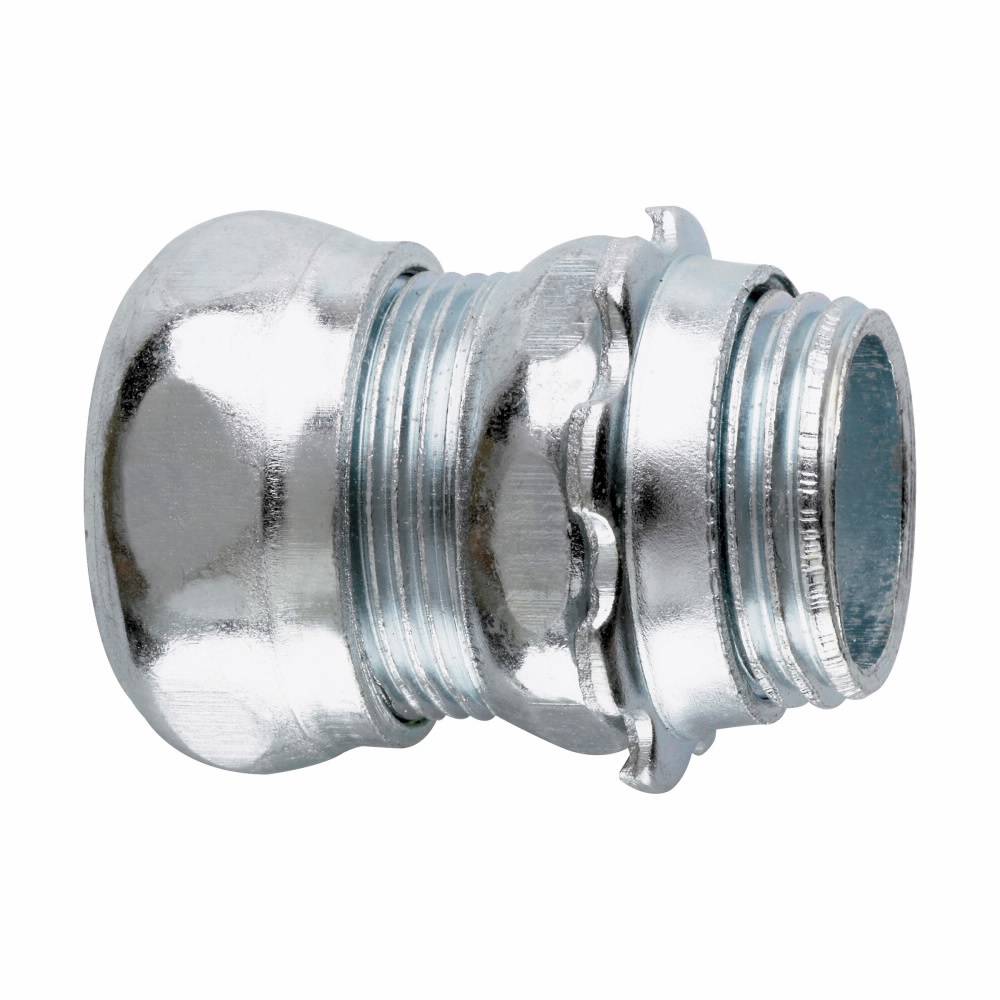 Crouse-Hinds 659 Compression Non-Insulated Straight Conduit Connector, 4 in Trade, For Use With Thinwall EMT Conduit, Steel, Zinc Plated