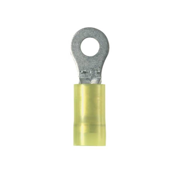 Panduit® Pan-Term™ PNF10-10R-L Type PNF-R Loose Piece Ring Terminal, 10 AWG Conductor, 1.06 in L, Brazed Seam/Funnel Entry/Seamed/Internal Serration Barrel, Copper, Yellow
