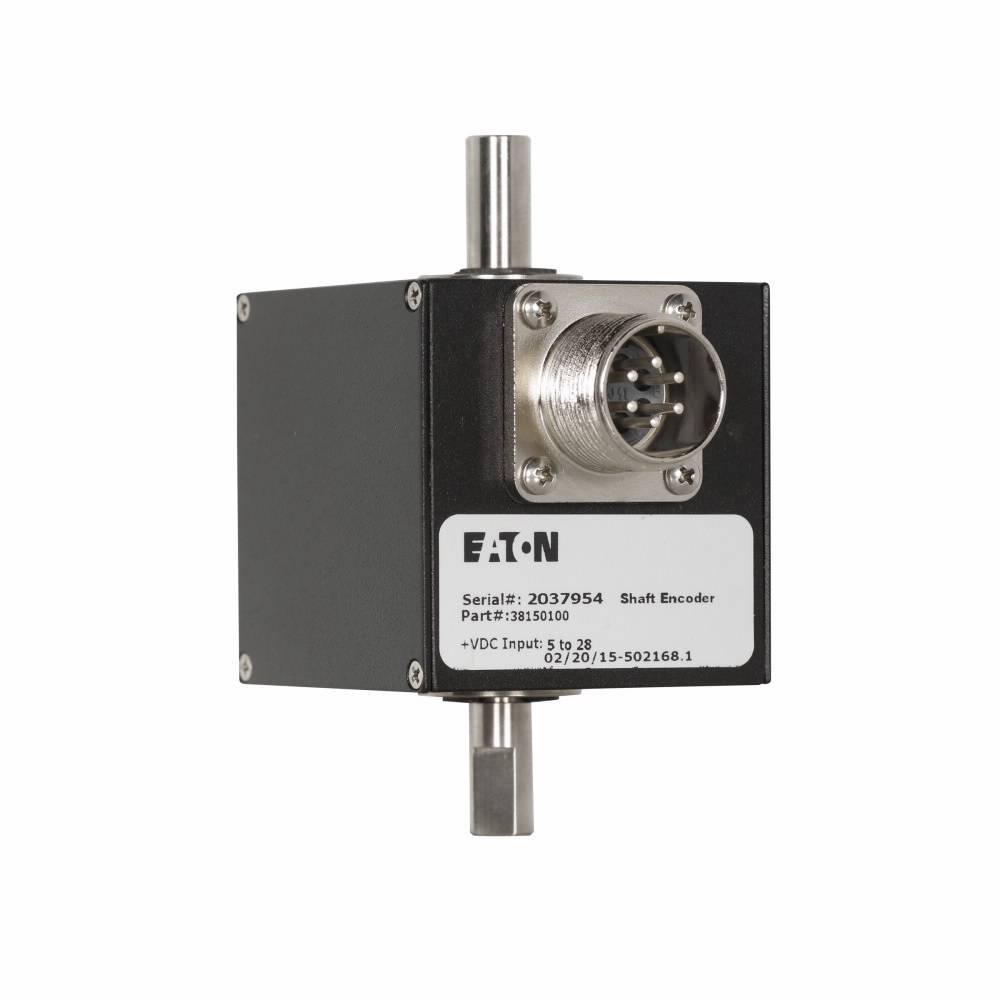 EATON 38150100 1-Channel Cube Shaft Encoder, For Use With PLC and Counter, 100 Pulse per Revolution, Aluminum, Black Oxide