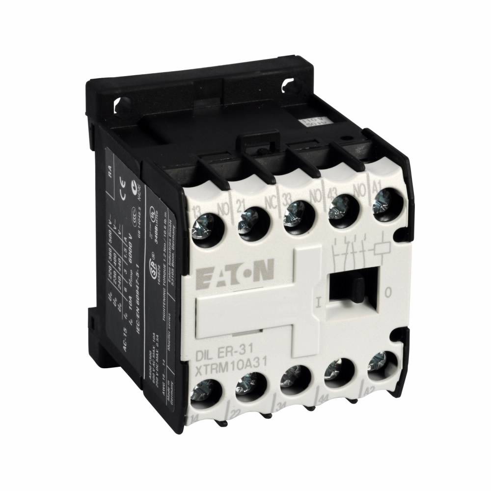 EATON XTRM10A31A Miniature IEC Control Relay, 10 A, 3NO-1NC Contact, 110/120 VAC V Coil