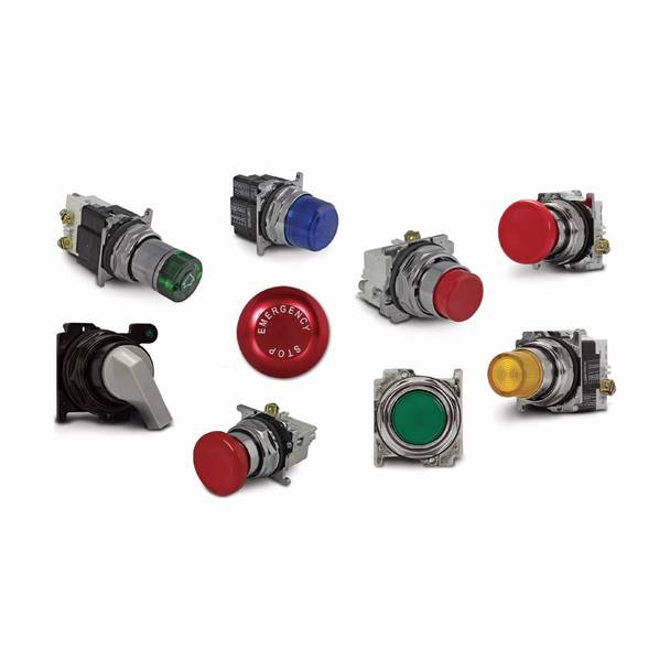 EATON 10250T397LRD2A Heavy Duty Full Voltage Oiltight/Watertight Illuminated Pushbutton Operator, 40 mm, Momentary Contact, Red