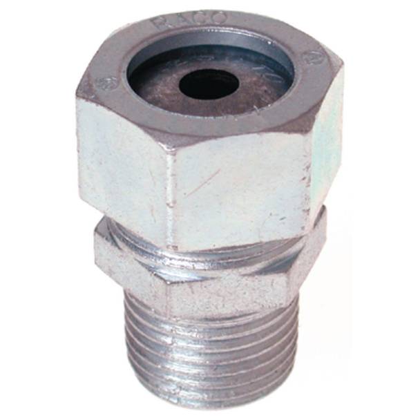 RACO® 3702-6 Form 2 Strain Relief Straight Cord Connector, 1/2 in Trade, 0.5 to 0.6 in Cable Openings, Steel, Electro-Plated Zinc