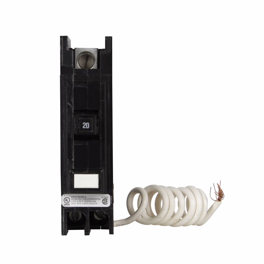 EATON QuickLag® QCGFT1020 Type QCGFT Circuit Breaker, 120/240 VAC, 20 A, 10 kA Interrupt, 1 Poles, Non-Interchangeable Trip