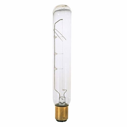 SATCO® S3297 Dimmable Tubular Incandescent Lamp, 20 W, BA15d DC Bayonet Incandescent Lamp, T6 1/2, 150 Lumens Initial