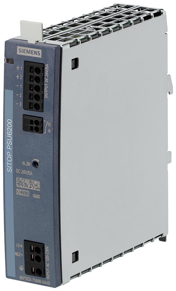 Siemens SITOP 6EP33337SB000AX0 PSU8200 1-Phase Stabilized Power Supply Module, 120 to 230 VAC Input, 24 VDC Output, 1.1 to 1.9 A Input, 5 A Output