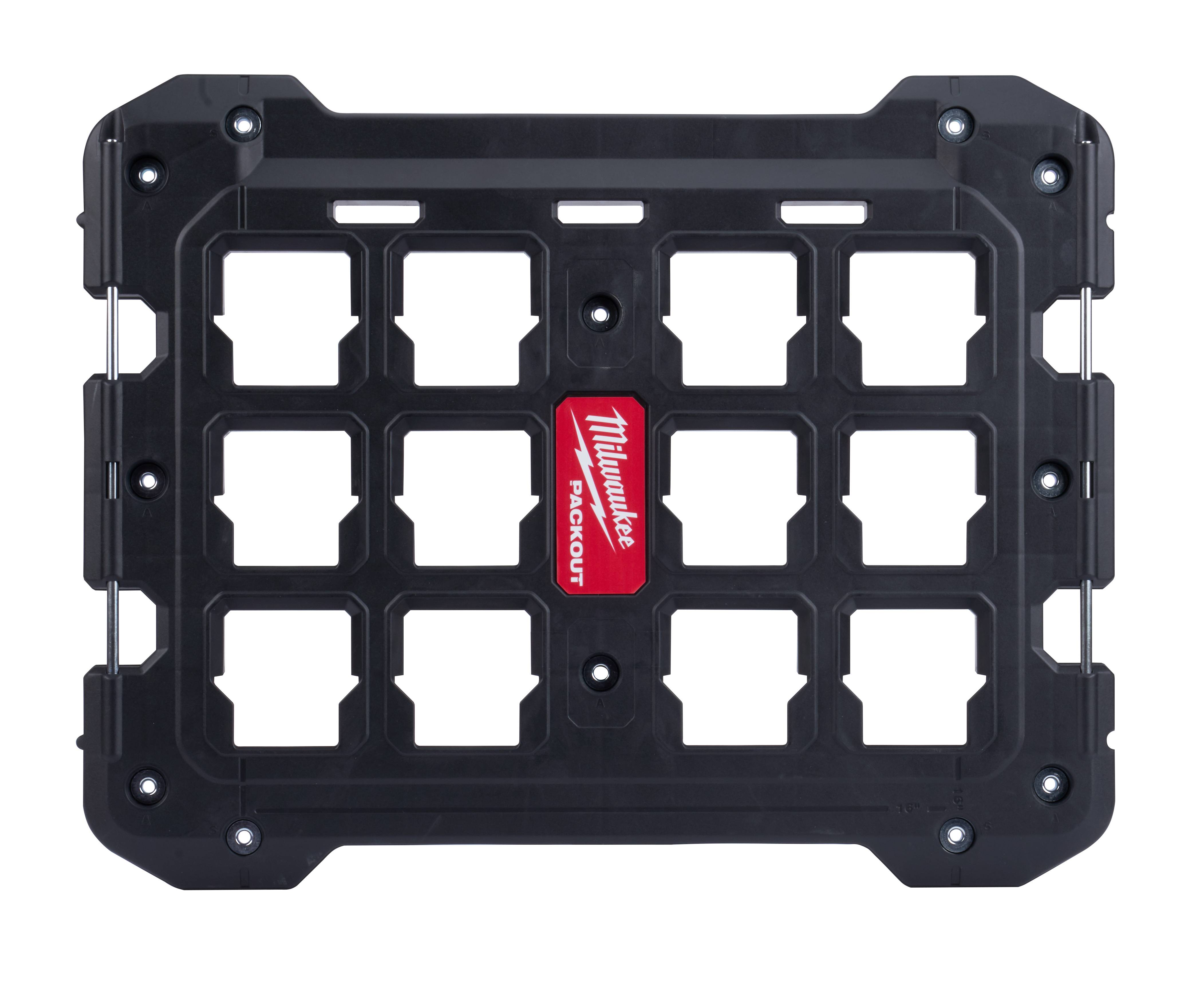 Milwaukee® PACKOUT™ 48-22-8485 Mounting Plate, For Use With PACKOUT™ Modular Storage System, 50/100 lb Load, Wall/Floor Mounted, Polymer, Black